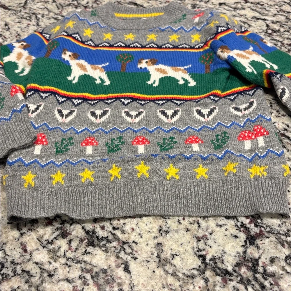 Mini Boden Gray Sweater with Colorful Patterns - Picture 4 of 8